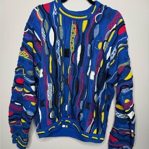 COOGI Blue and Yellow Crewneck Sweater with Vibrant Patterns